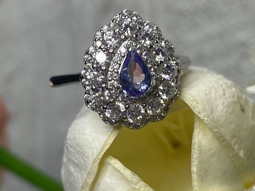 Anelli: Wunderschöner Tansanit Ring mit Diamant Immitaten 925 Silber – Nuovo (secondo la descrizione) da St. Gallen venduto da GIULESGG 9