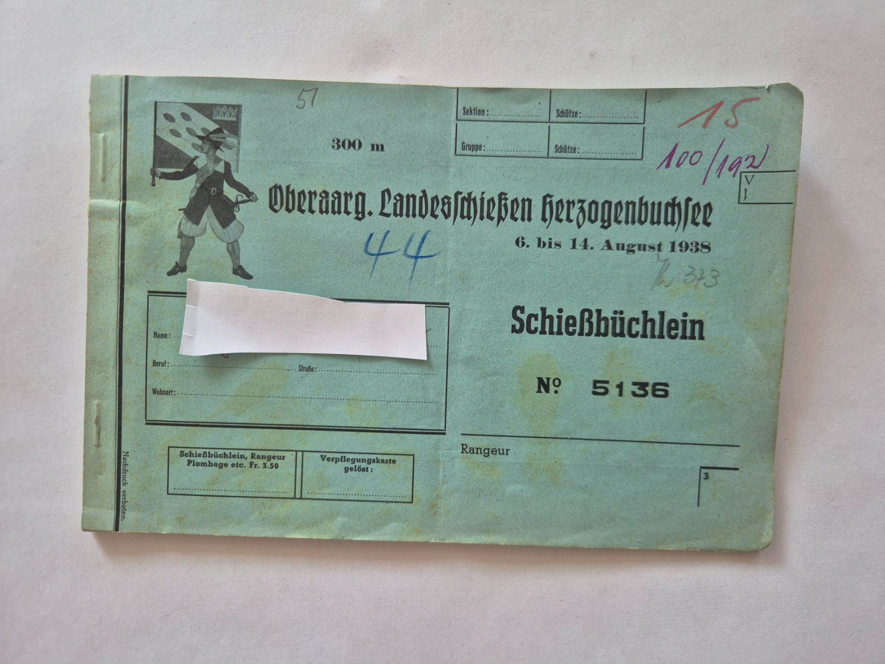 Documenti: Oberaargau Landesschiessen Herzogenbuchsee 1938 – Usato da Langendorf venduto da zvonu161