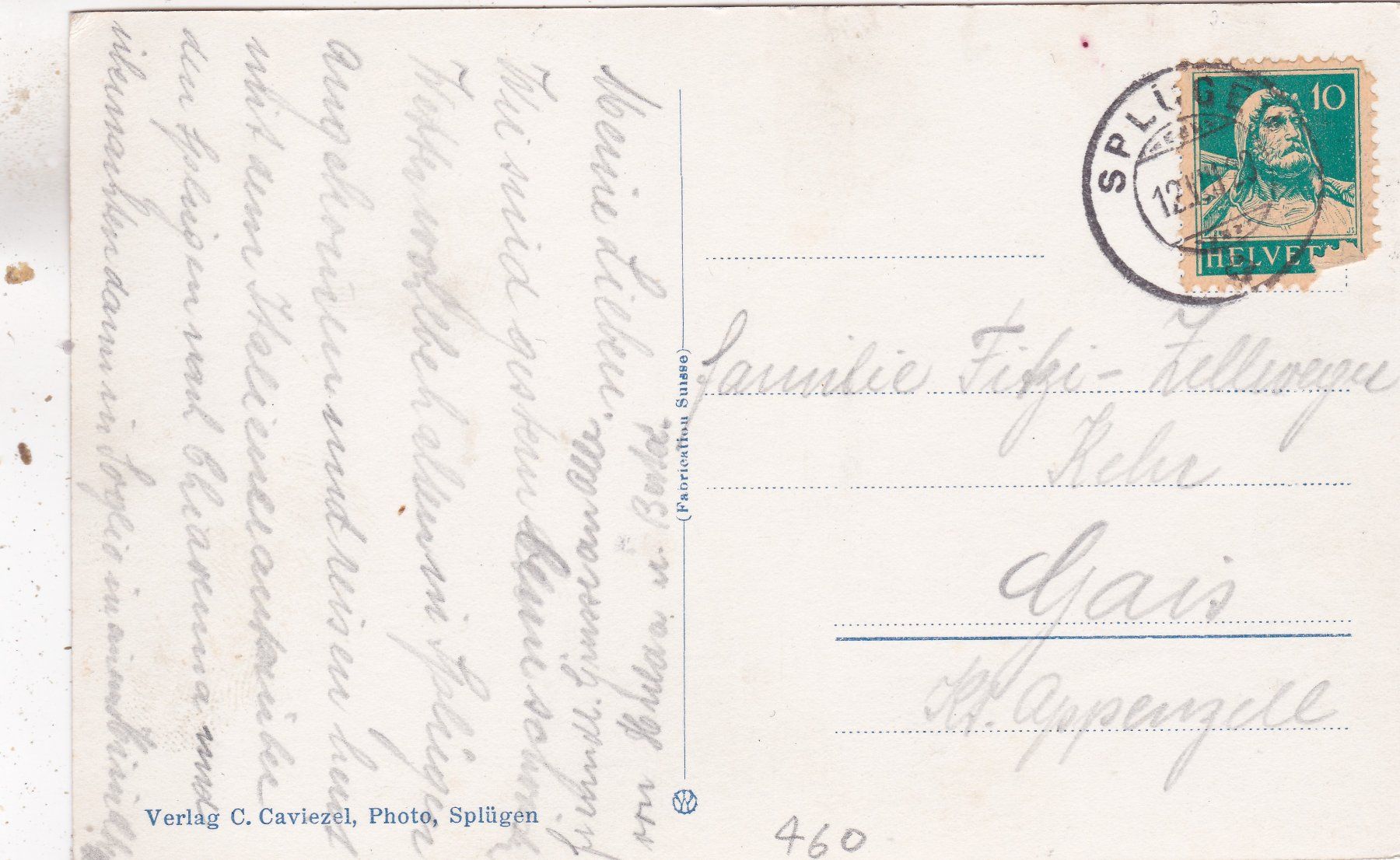 Cartoline postali: Splügen 1929 – Usato da Herisau venduto da Lisegrat2008 1