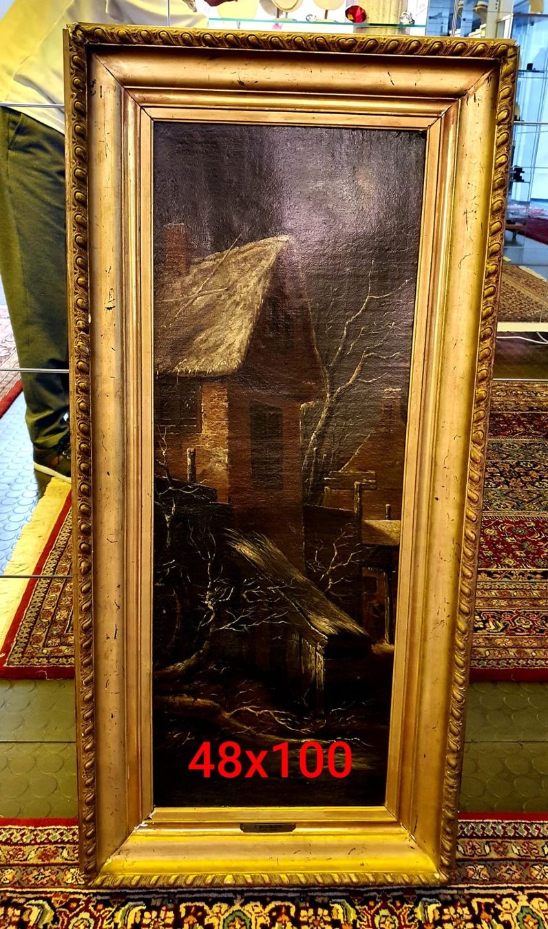 Dipinti: Gemälde C. Molinaer Bauernhaus 48x100cm ca 1560 – Usato da Zürich venduto da adriben 2