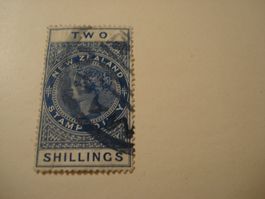 uralte Marke New Zealand, o, 2 Shillings, Stamp Duty