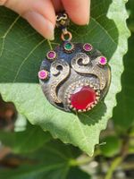 Vintage Silber Anhänger mit Rubin und Smaragd Edelsteinen 💎