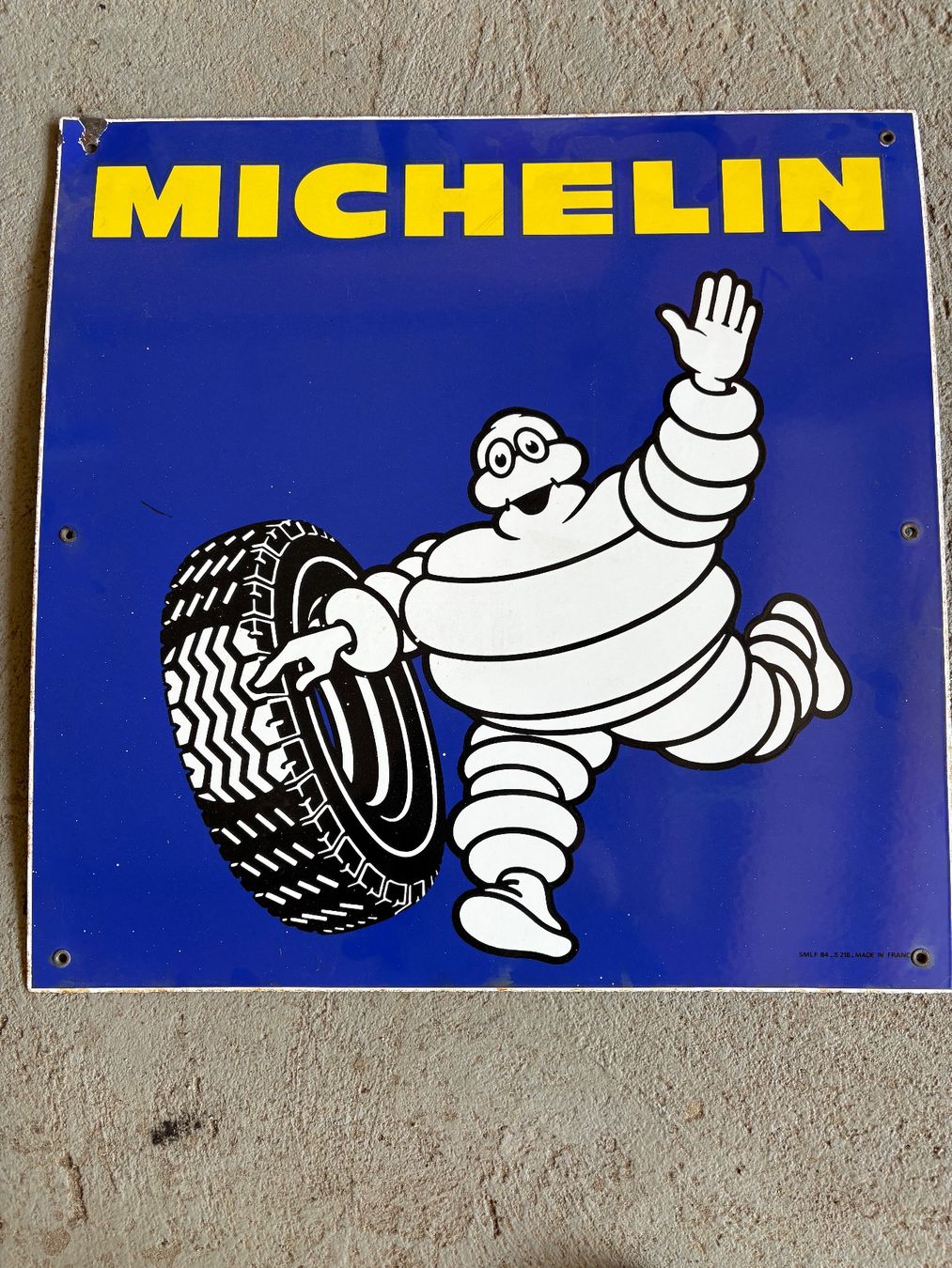 Michelin Insegne: Vintage Michelin Blechschild Werbeschild – Usato da Alterswil FR venduto da Mourise11