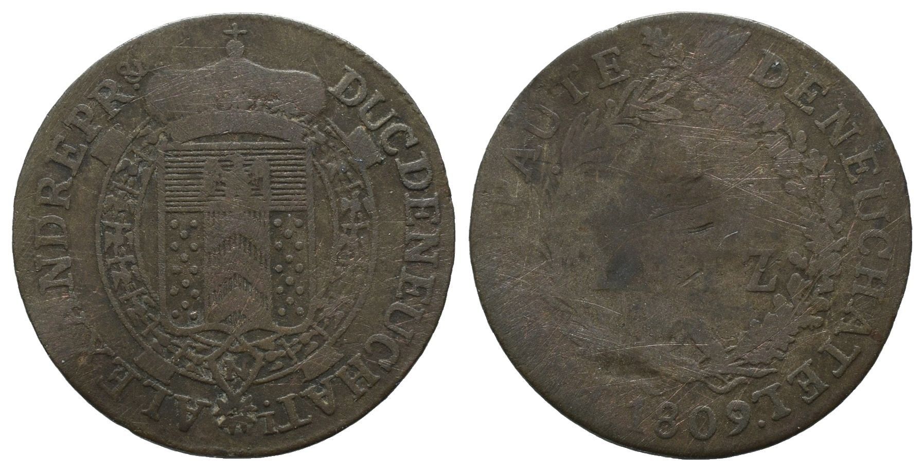 Tutti le monete: Neuenburg Halbbatzen 1809  /2158 – Usato da Trimbach venduto da Solothurn1