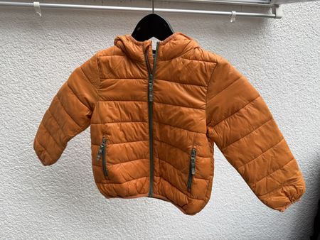 Kinder Steppjacke orange mit Kapuze Groesse 98 104