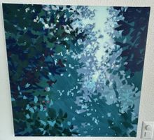 Acrylbild «Waldeslicht», modern, farbintensiv, H. 90cm B. 90