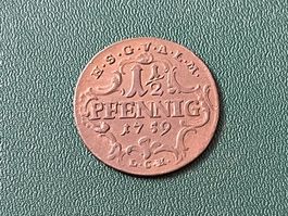 Alte Münze: 1 1/2 Pfennig, 1759. Rarität für Sammler!