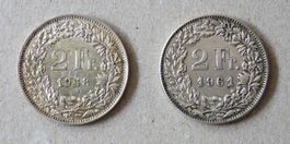 2 x Fr. 2.- 1958 und 1961