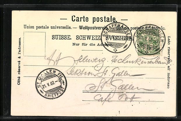 Cartoline postali: Schaffhausen, Neus Postgebäude mit Strs – Usato da Berlin venduto da bartko-reher 1