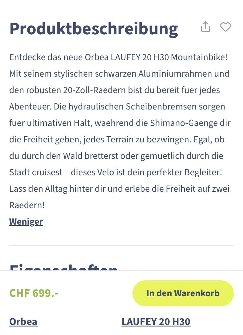 Orbea Biciclette: Kinderbike Orbea Laufey – Usato da Freienwil venduto da oss078 5