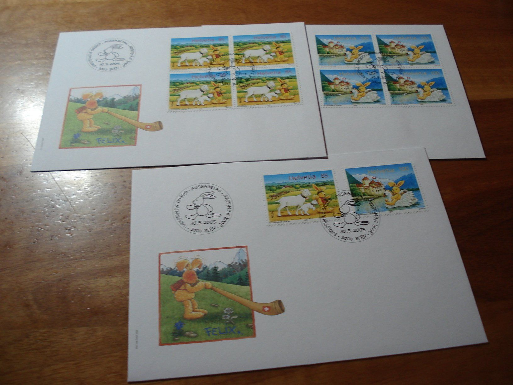 Tous les timbres: Felix der Hase, 2005, FDC Satz + 4erblock – D'occasion à Niederwil AG par morostahu 1