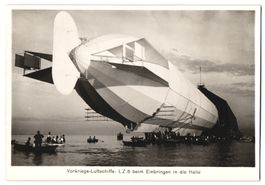 Fotografie Zeppelin LZ 6 beim Einbringen