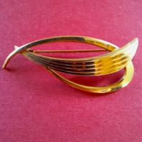 Elegante Vintage Brosche, goldfarben / vergoldet, K&L Amerik