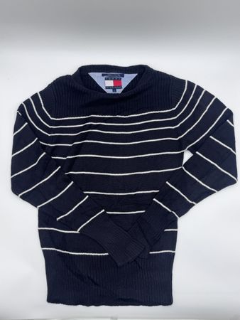 Tommy Hilfiger Strickpullover, Grösse L, Dunkelblau/Weiss