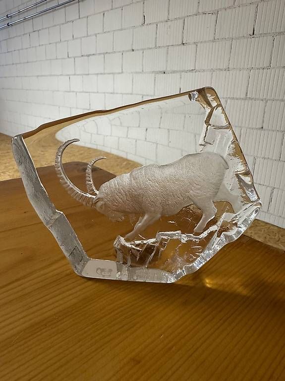 Sculture & Statue: Grosse Mats Jonasson WWF Steinbock Skulptur Glas – Usato da Ibach venduto da jansim