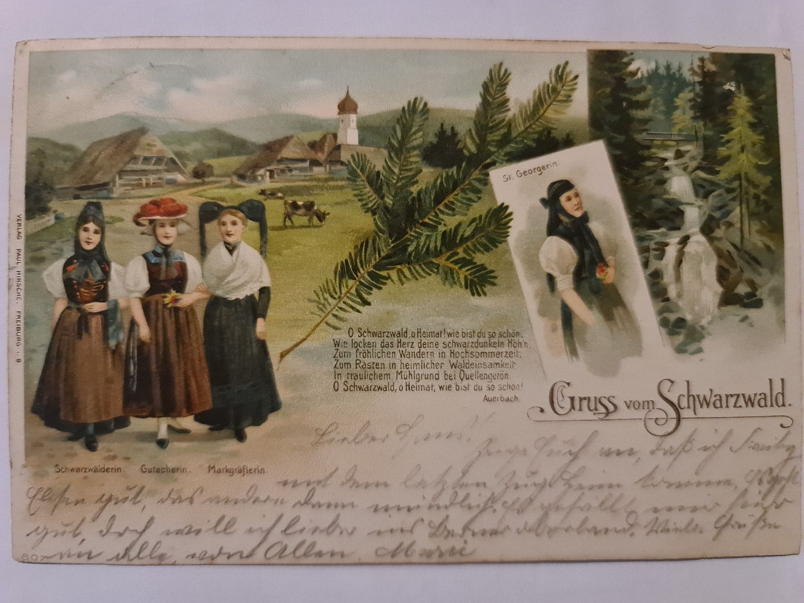 Cartoline postali: Alte Ansichtskarte 1906 Schwarzwald Trachtengruppe 26 – Usato da Dintikon venduto da Vexi