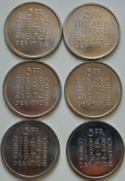 6 Stk Schweizer 5 Franken Gedenkmünzen 1974 Verfassungsrev.