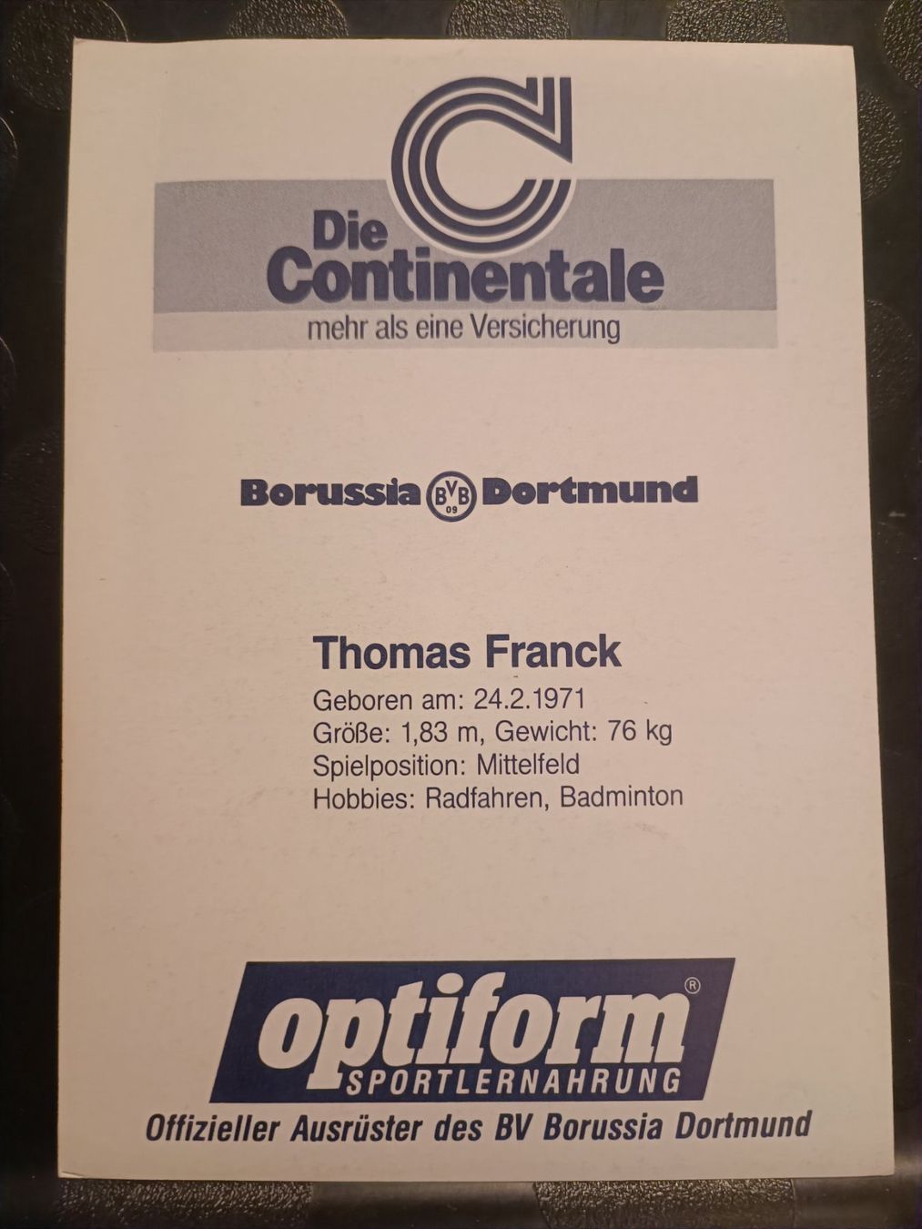 Autogramme: Thomas Frank - BVB / Borussia Dortmund - Handsigniert – Gebraucht aus Menziken von Artographs 1