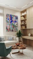Gemälde Abstrakt rot blau grün handmade 60×80