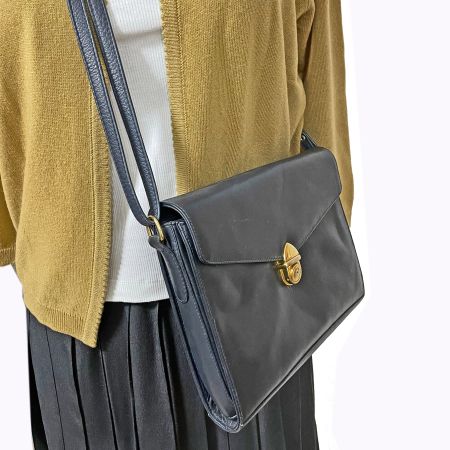 Tasche Umhängetasche dunkelblau Leder Maestro VINTAGE 1970s