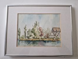 Schönes Aquarell von A. Flückiger- Greifensee