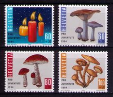 1994_J332-335_PRO JUVENTUTE_ Pilze_ Weihnachten_Kerzen ! **