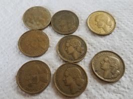 10 Francs Frankreich Republique Francaise 8 Stk.1951, 52 53