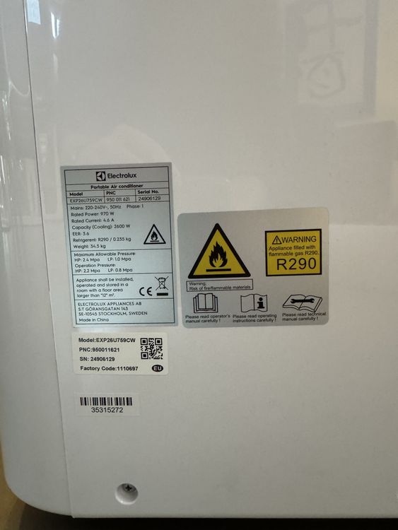 Klimagerät Electrolux EXP26U759CW BTU 9000, Top Zustand 3