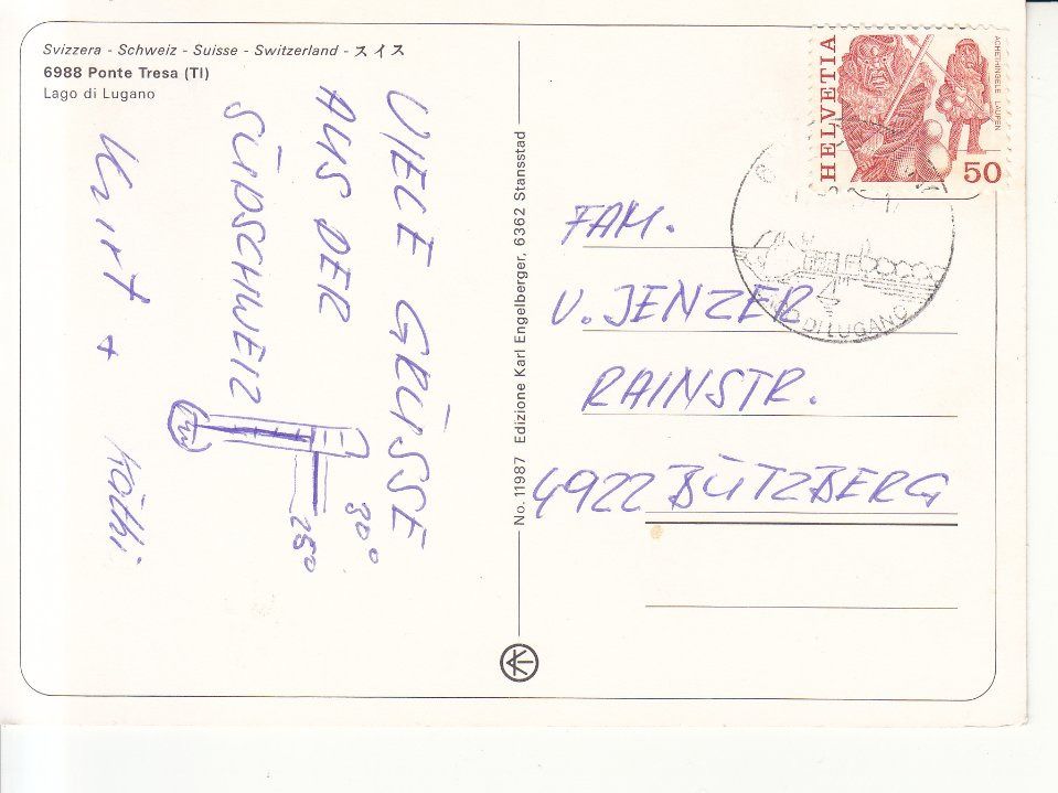 Cartoline postali: Ponte Tresa ca. 1980 – Usato da Bürglen TG venduto da StampGraf 1