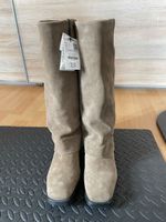 Bottes Zara en cuire beige taille 40 neuf