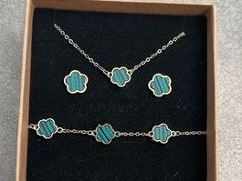 Elegantes Schmuckset mit Kleeblattmotiv - Neuwertig!