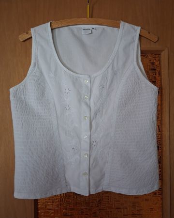 Damen Top, M, weiss, mit Stickerei Edelweiss, 100% Baumwolle