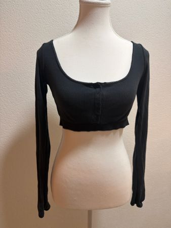 SKIMS Crop Top Schwarz Langarm Gr. M - Top Zustand!