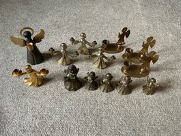 13 Kerzenhalter Engel Messing, gebraucht