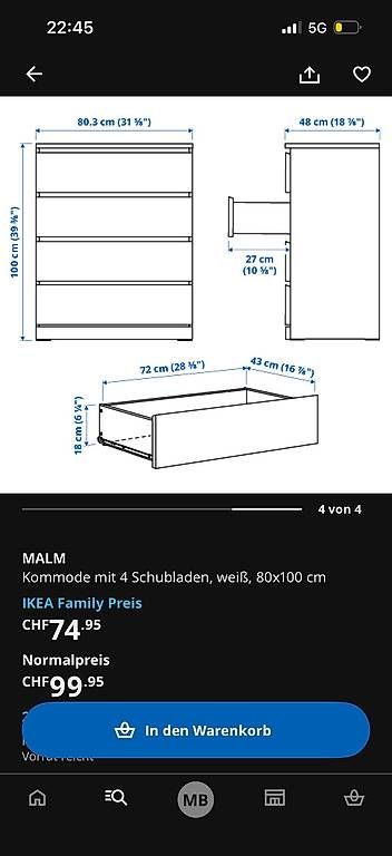 Kommoden: Malm cassettiera con 4 cassetti – Gebraucht aus Losone von mag_cpc5 1