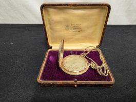 Goldene Präzisions-Elvero-Taschenuhr mit Kette, Top Zustand