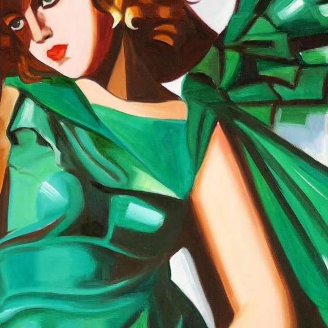 Reproduktionen & Neuware: Lempicka - Mädchen in Grün mit Handschuh – Neu (gemäss Beschreibung) aus Larnaca von KunstDepot24 5