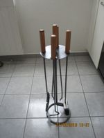 Feuerzangen Satz Metall mit Holzgriffen Metallständer gut...