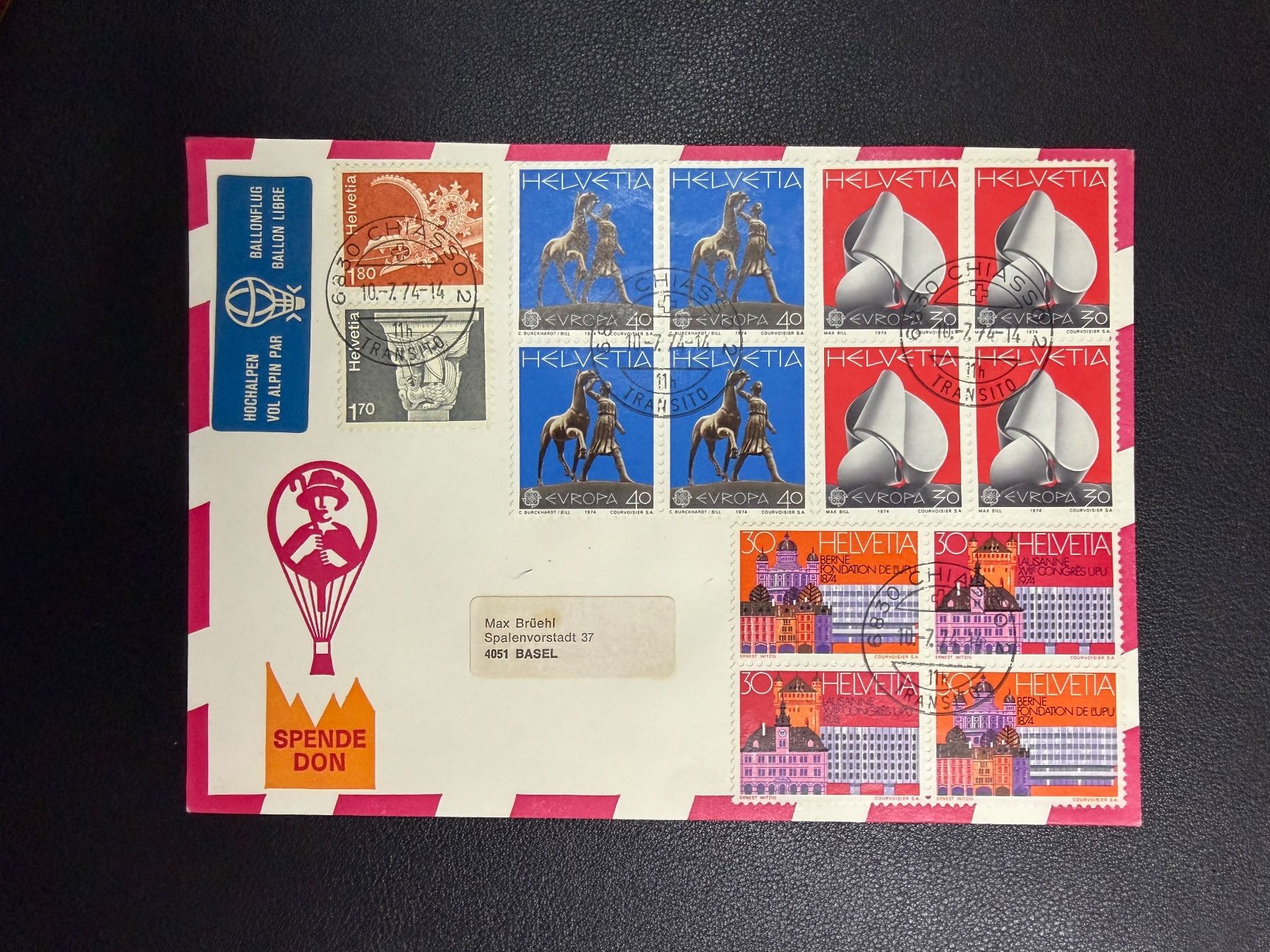 Tutti i francobolli: Hochalpen Ballonflugbrief 1974 – Usato da oberrüti venduto da jeanmei