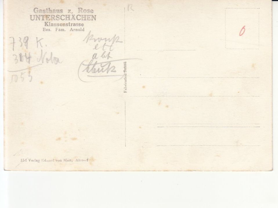 Cartoline postali: Unterschächen Rose, ca. 1935 – Usato da Bürglen TG venduto da StampGraf 1
