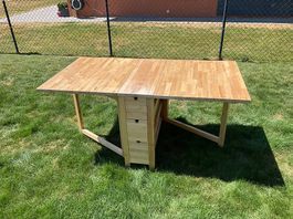 Table pliante en bois massif, qualité, 150 x 80, bon état