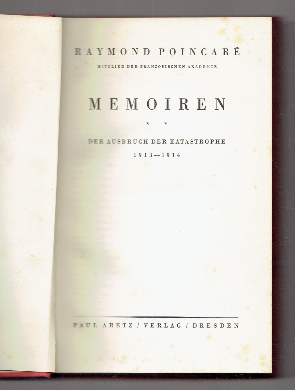 Livres: Raymond Poincaré  Memoiren – D'occasion à Flims - Dorf par Stagediver 1