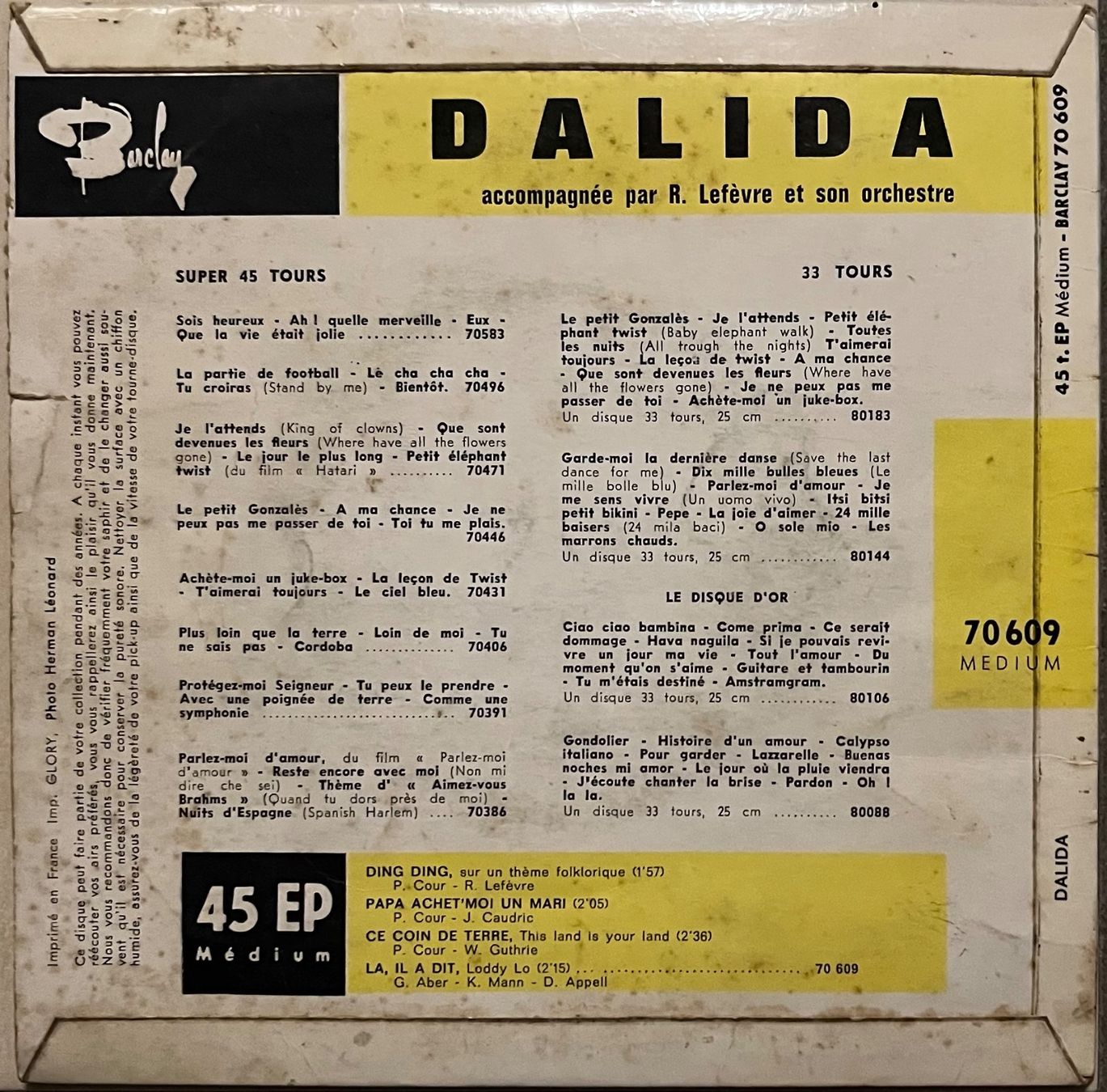 Dischi in vinile: DALIDA - DING DING – Usato da Bussigny venduto da vinyl-pas-cher 1