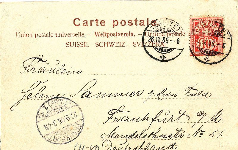 Cartoline postali: Montreux - Terrasse + 1905 – Usato da Emmenbrücke venduto da teestube 1