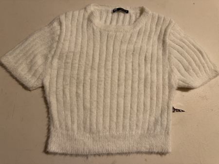 Pullover kurzarm gerippt weiss Grösse S guter Zustand