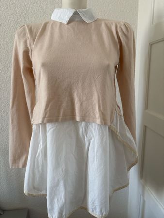 Pullover Coccgio beige weiss Kragen Langarm guter Zustand