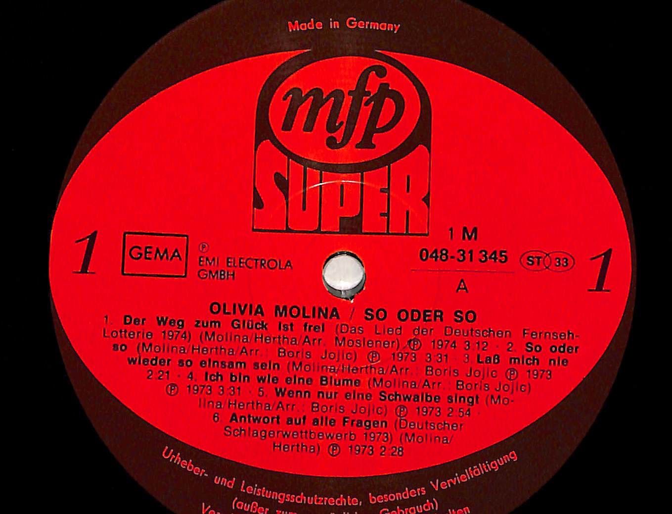 Vinyles: Olivia Molina – So Oder So – Vinyl, LP, Compilation – D'occasion à Zürich par Nobs1 3