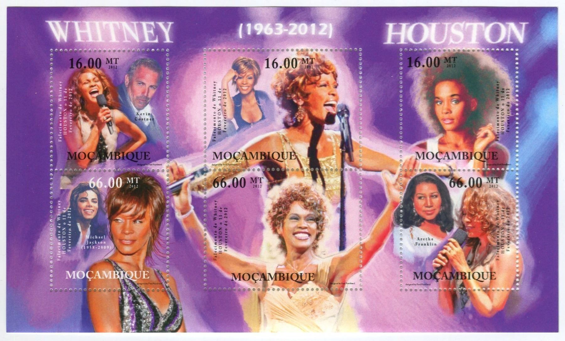 Alle Briefmarken: Block "Whitney Houston". Mosambik. – Neu und originalverpackt aus Basel von Butsch5