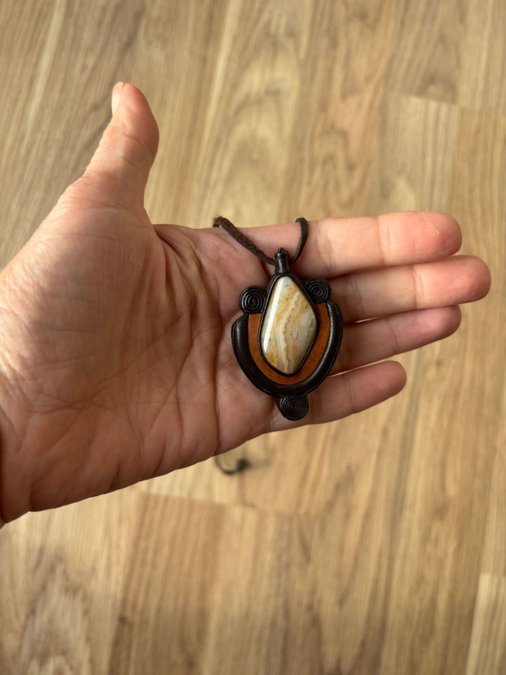 Ketten: handmade, agate stone and leather – Neu (gemäss Beschreibung) aus St-George von elena27 3