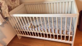 Beige Baby Crib Padi with Mattress ikea (new) 
